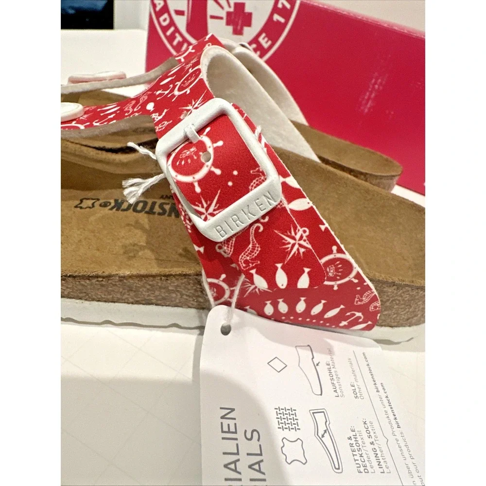 Birkenstock Kids EU 30 US K12 Gizeh Sandals Nautical Print Red ***NO BOX***‎